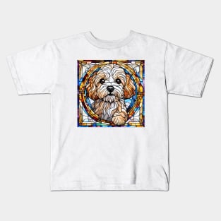 Stained Glass Maltipoo Kids T-Shirt